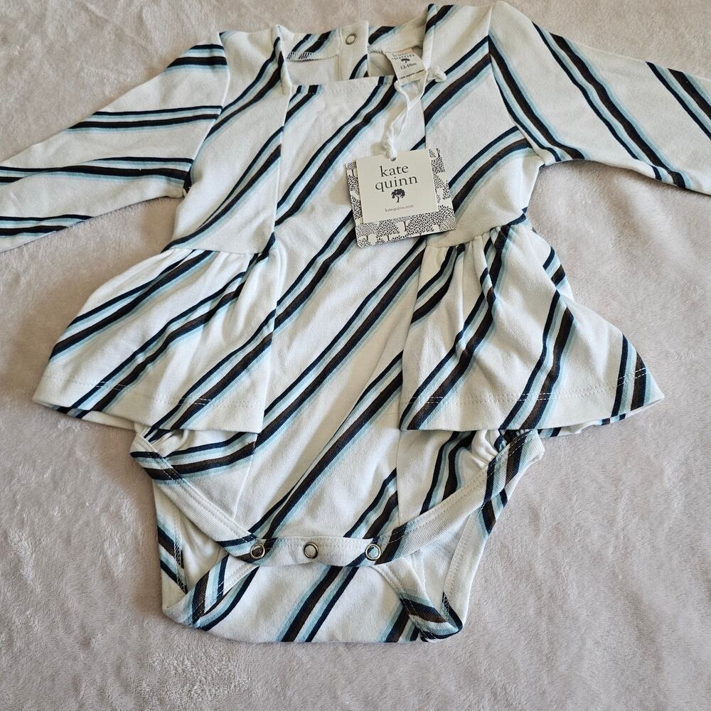 Kate Quinn NWT 12-18m 70 Stripe LS Ballerina Bodysuit  Organic Cotton - Picture 2 of 6